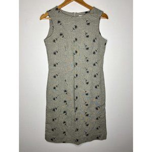 Coldwater Creek Gray Black Embroidered Floral Women's Size 6 Sleeveless Dress